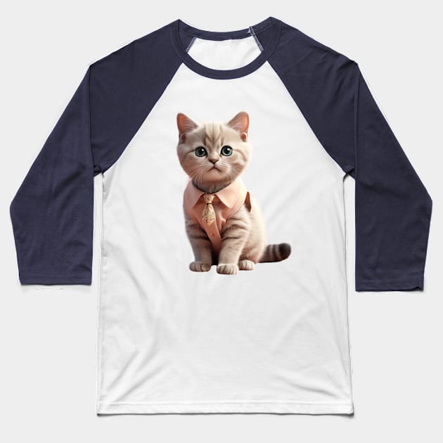 Funny Kawaii cute kitty kitten cat Baseball T-Shirt by Tina